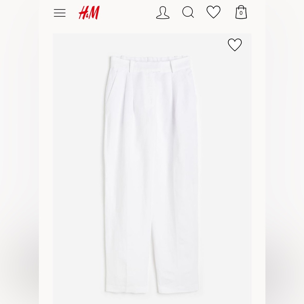 H&M White Linen Blend Trousers